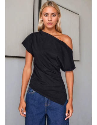 Asymmetric neckline T-shirt