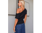 Asymmetric neckline T-shirt