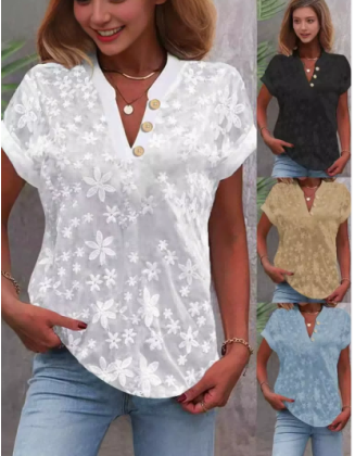 V-neck short sleeve