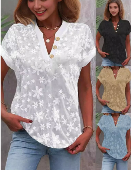 V-neck short sleeve